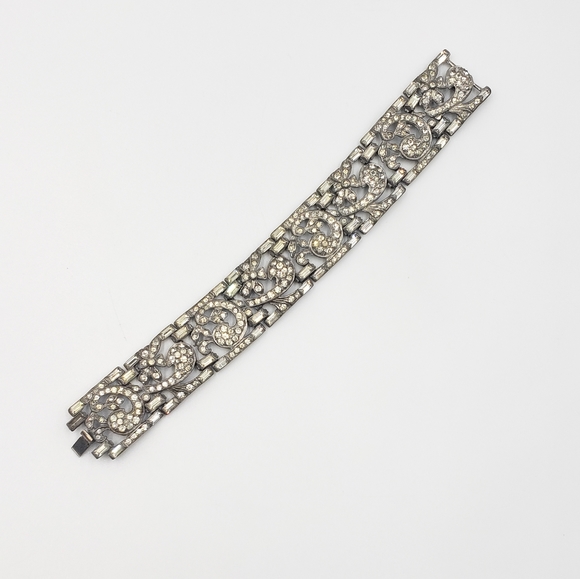 Vtg 20's or 30's art deco rhinestone bracelet - Picture 2 of 8